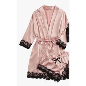 Silk pajamas shorts and robe